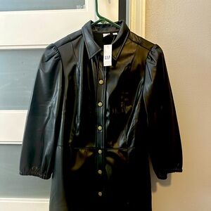 NWT gap vegan leather shirt dress